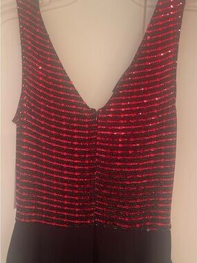 Sleeveless Red Sequin V-Neck Women's jumpsuit